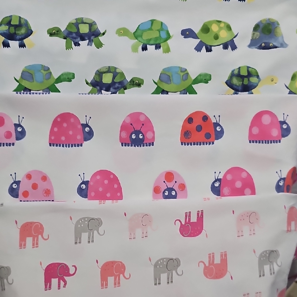 Three Adorable Pottery Barn Kids Crib Sheets. 🐢 🐞 🐘